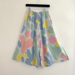 Bobo Choses Pastel Abstract Culottes Pants Small Wide Leg Linen Floral Artsy